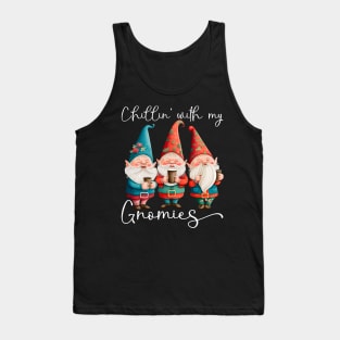 Chillin With My Gnomies Funny Coffee & Gnome Lovers Floral Easter Tank Top